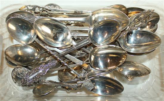 Quantity of silver tea spoons inc. shooting related